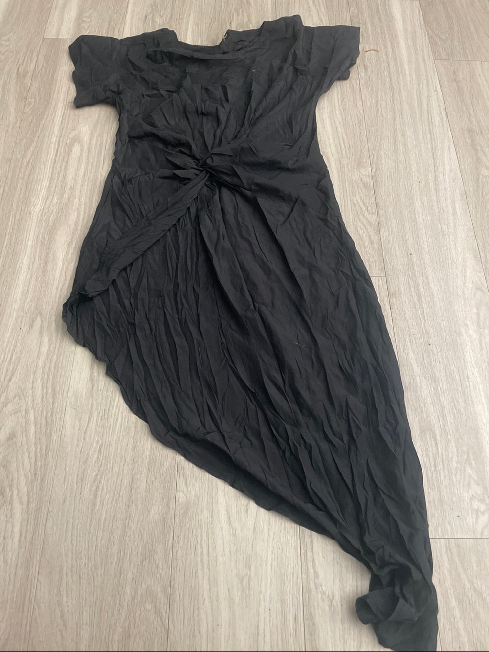 Black Twist-Front Asymmetrical Swim Coverup